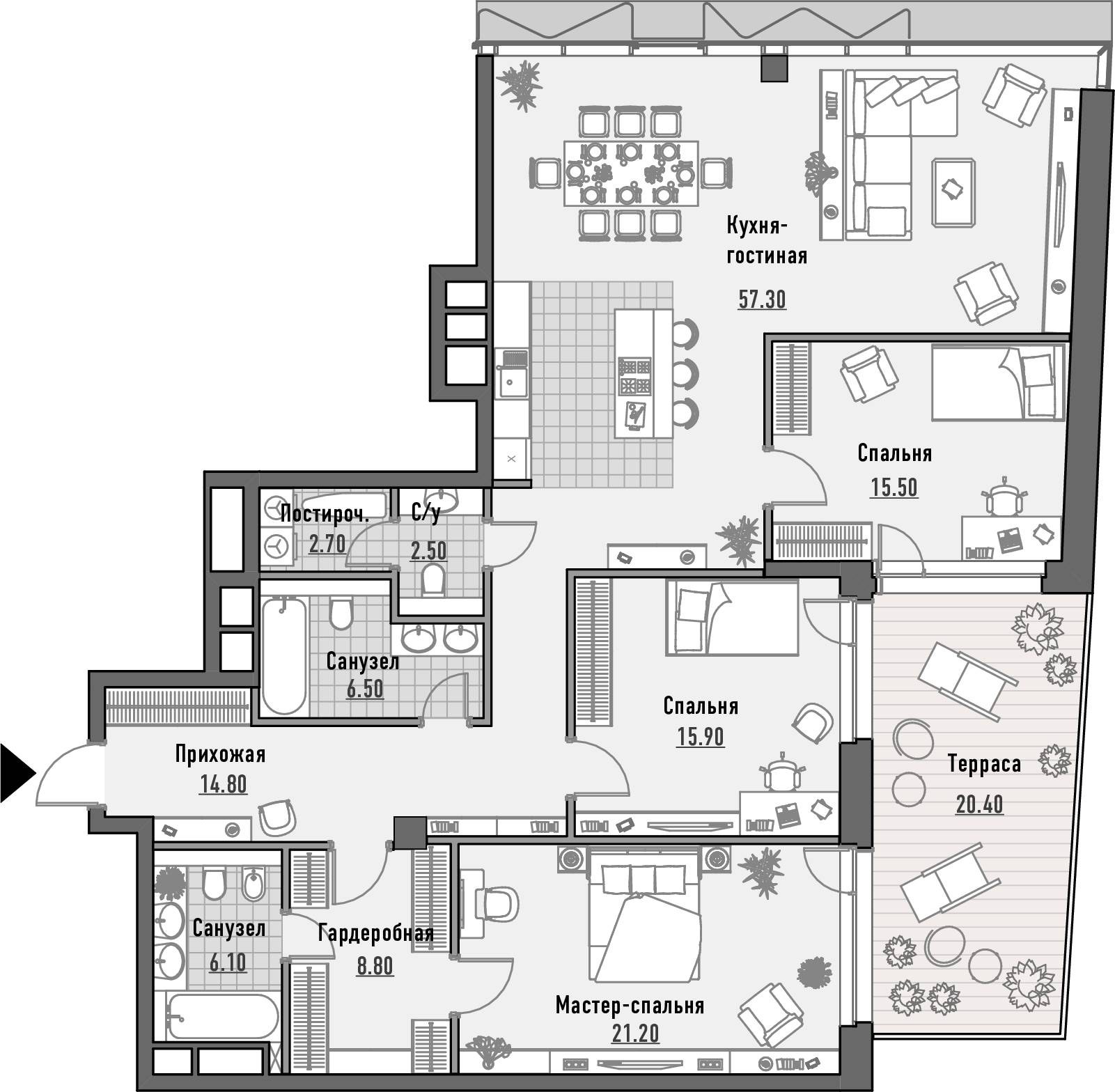 Планировка четырехкомнатной квартиры (90+ фото)