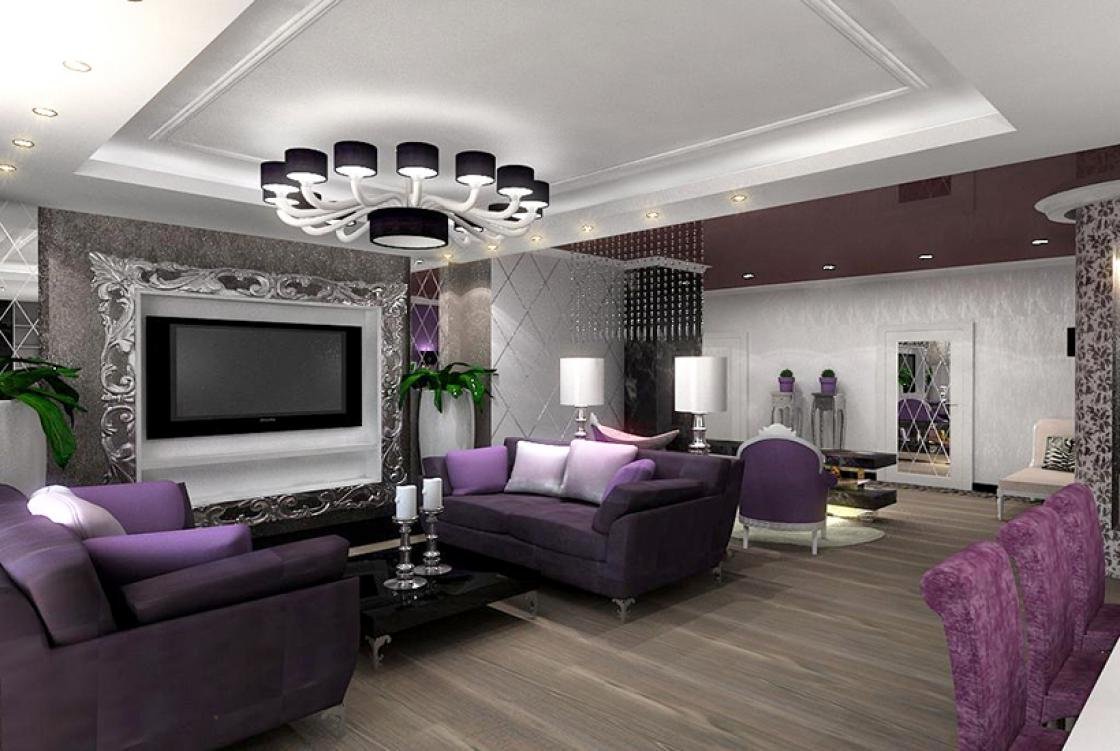 Гостиная в фиолетовых тонах - дизайн