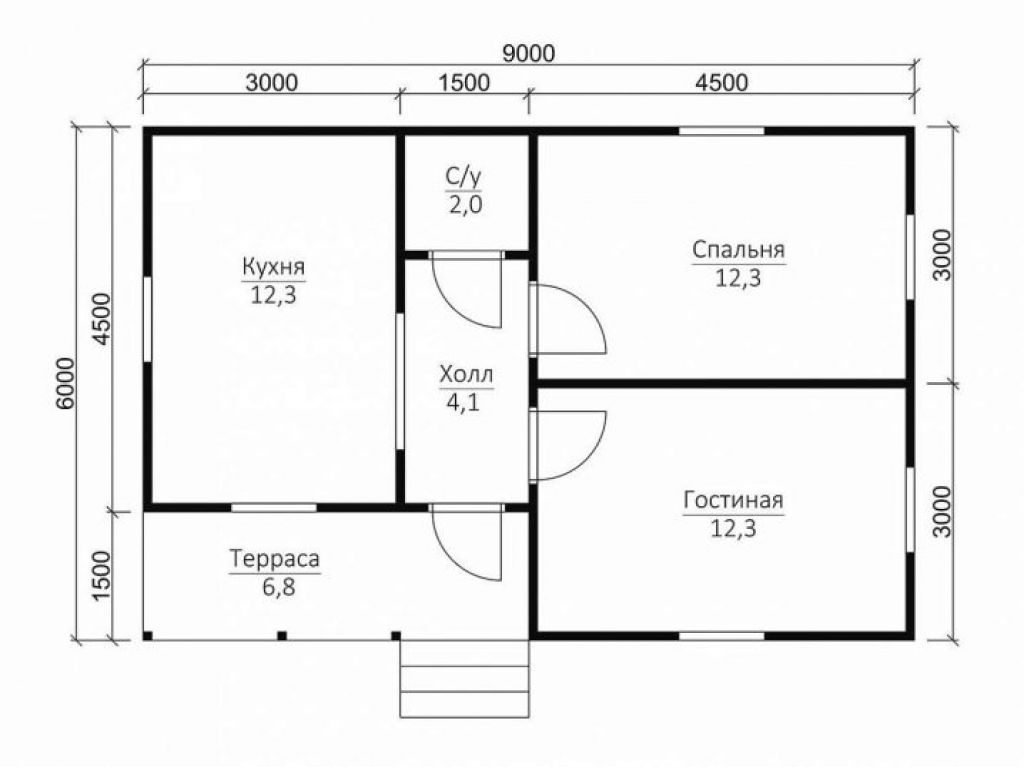 Планировка дома 6 на 9 с мансардой: план коттеджа размером 6х9
