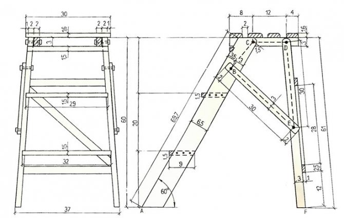 Как сделать стул-стремянку из дерева своими руками: чертеж складного табурета-трансформера