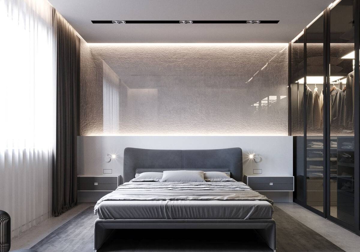 Спальня в стиле хай-тек: идеи дизайна, 88 фото красивых интерьеров