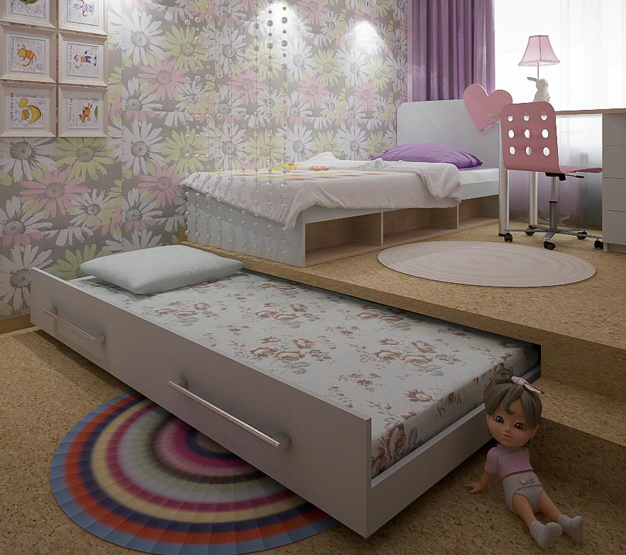 Детская комната с откидными кроватями трансформерами (30 фото интерьеров)