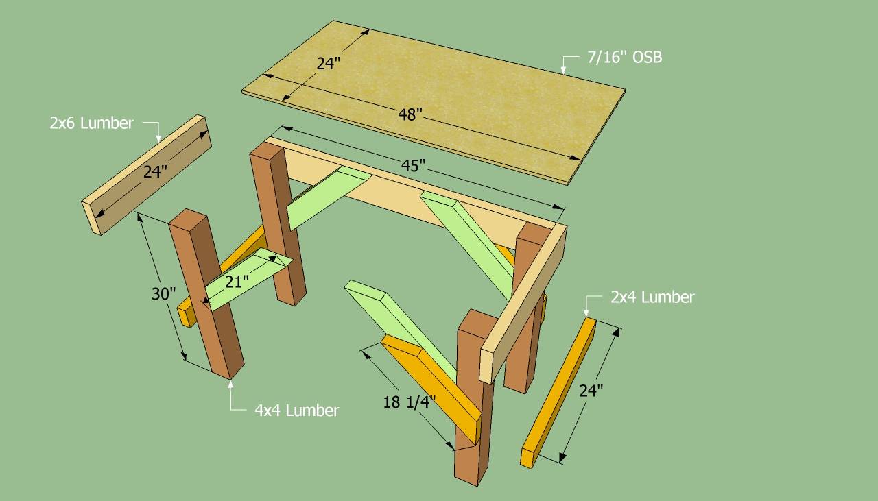 Чертежи деревянного обеденного стола