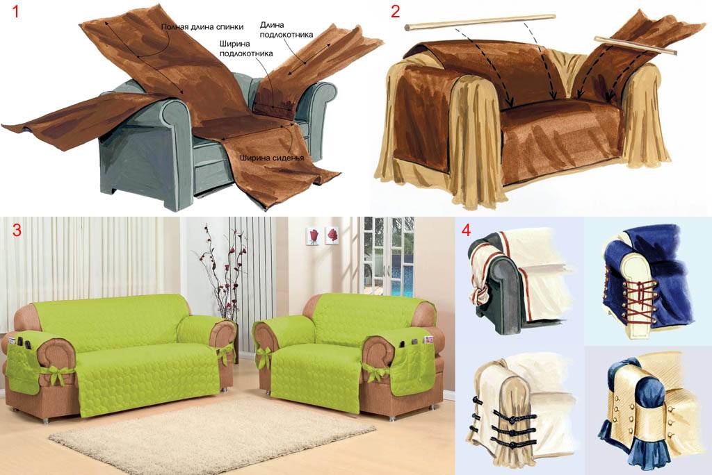 Чехол на диван: как пошагово построить выкройку еврочехла и пошить подлокотники, мягкие покрывала из пряжи