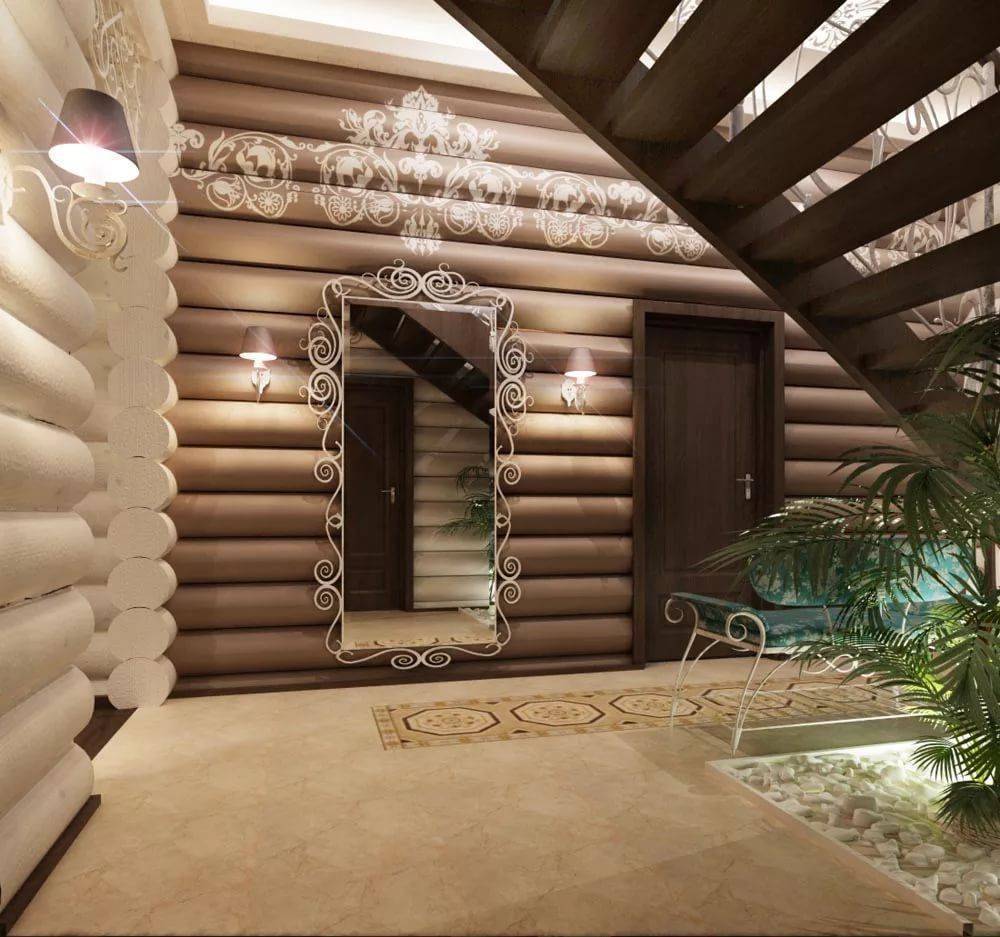 Интерьер дома из оцилиндрованного бревна – дизайн бревенчатого сруба внутри + фото