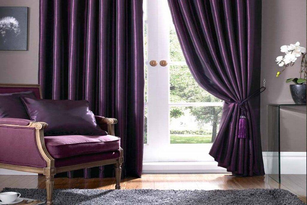 Фиолетовые шторы: 110 фото стильных, ярких и красивых вариантов применения штор