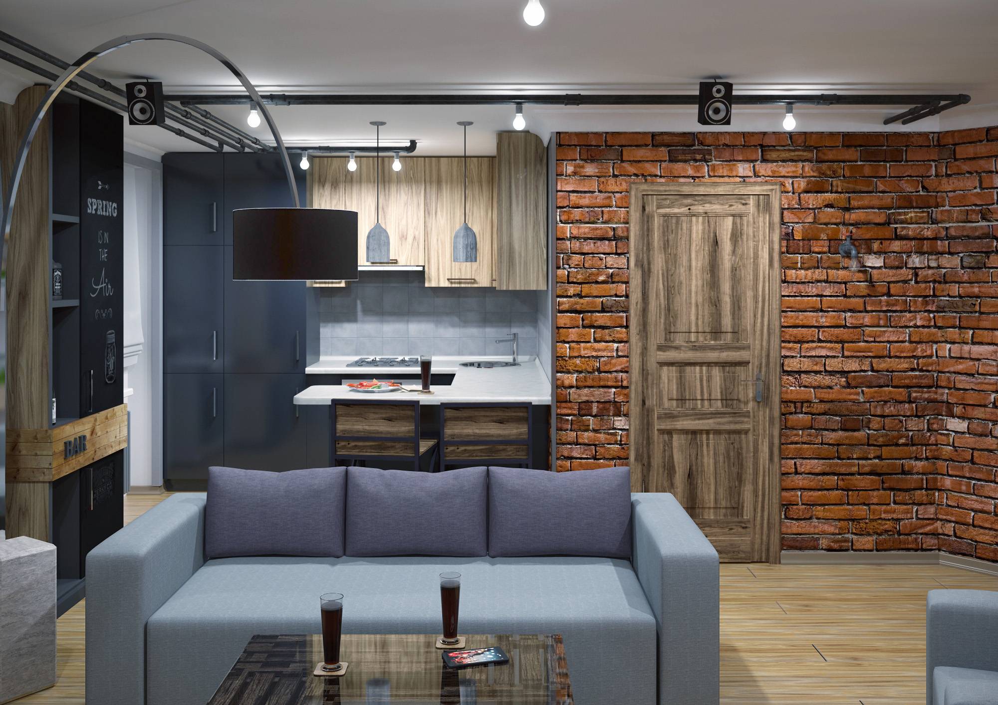 Потрясающий дизайн-проект небольшой квартиры в стиле лофт