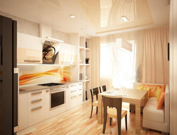 Дизайн кухни 14 кв. м: фото удачного интерьера, планировка с диваном и телевизором, с выходом на балкон, квадратная, прямоугольная