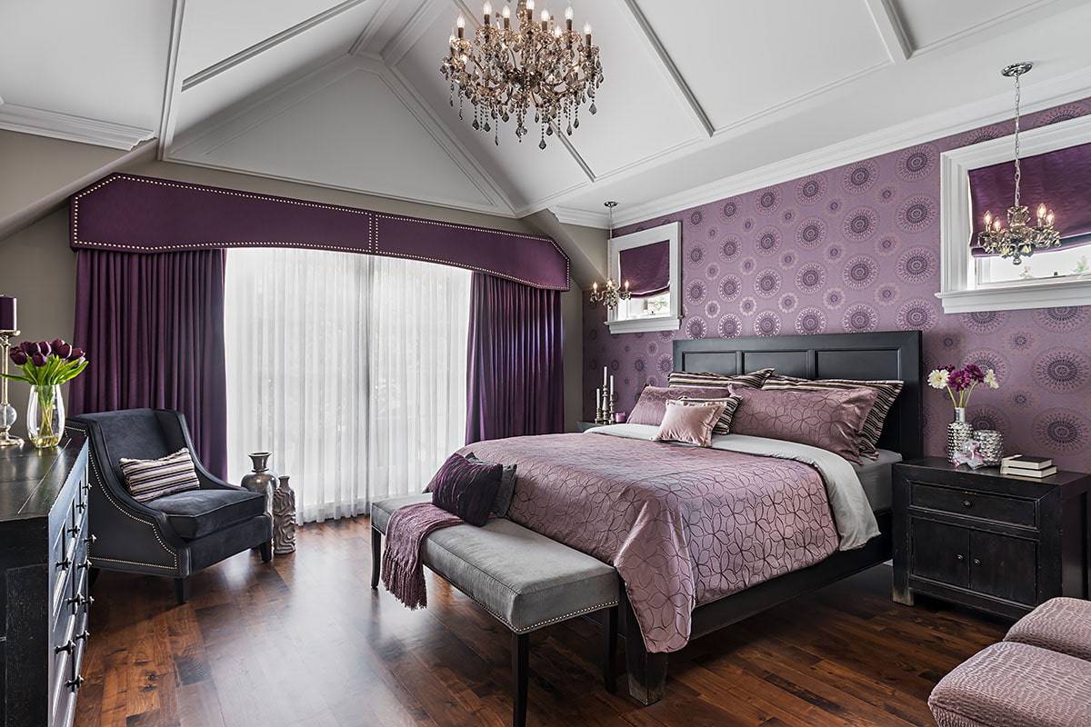 Спальня в фиолетовых тонах: 27 фото примеров фиолетовой спальни