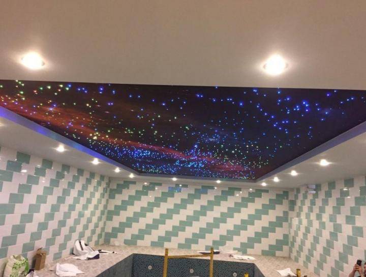 Натяжной потолок звездное небо в интерьере. 18 фото