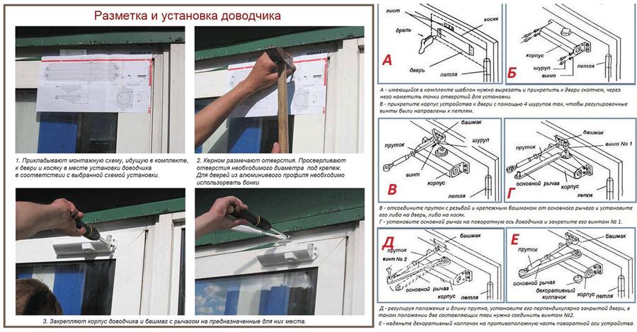 Как установить дверной доводчик своими руками