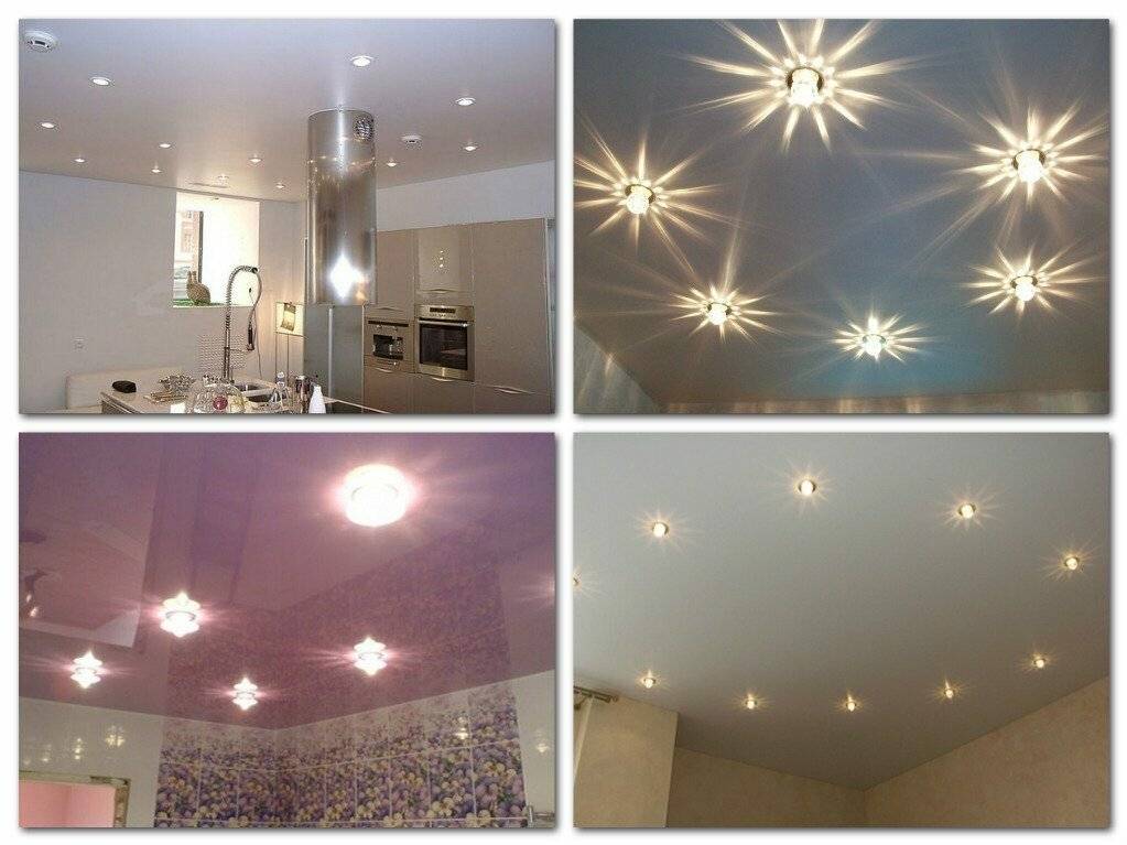 Схемы расположения точечных светильников на натяжном потолке в разных помещениях