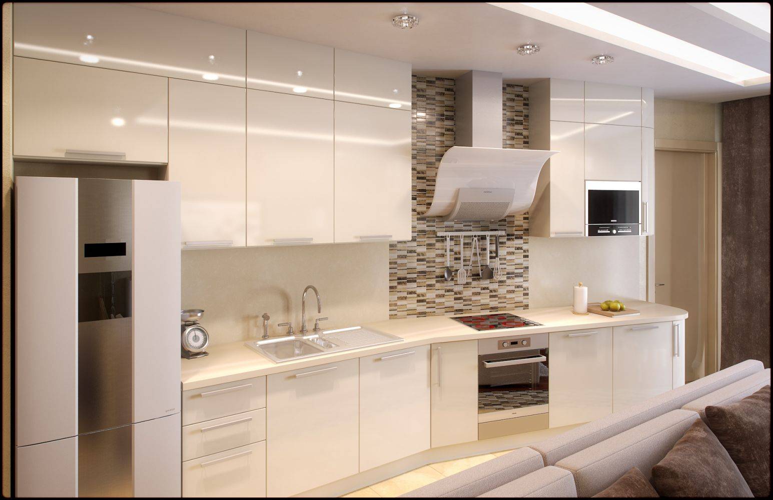 Светлая кухня: интерьер кухни-столовой в светлых тонах в стиле современная классика  - 29 фото