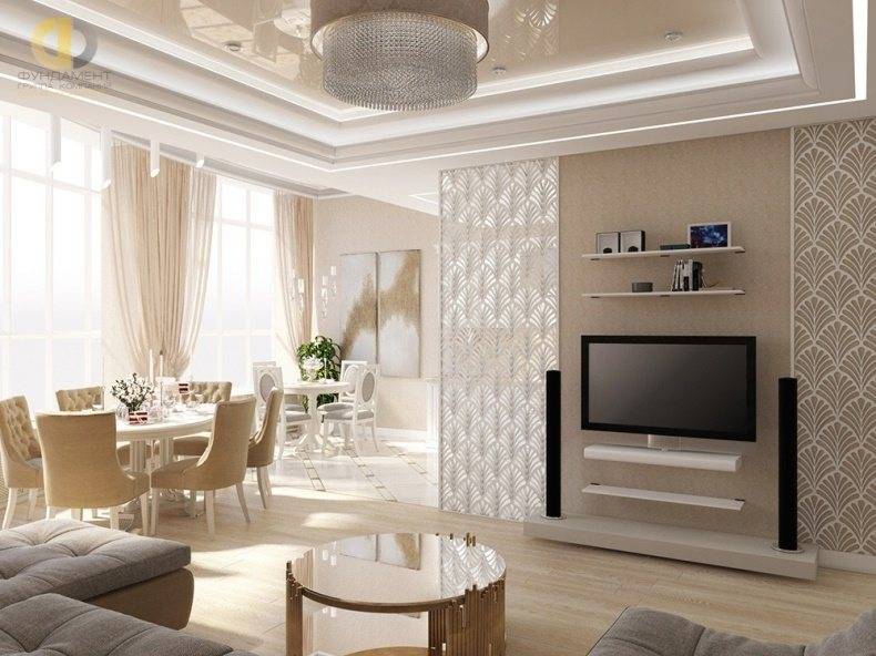 Белая гостиная в современном стиле с мебелью: дизайн 
 - 28 фото