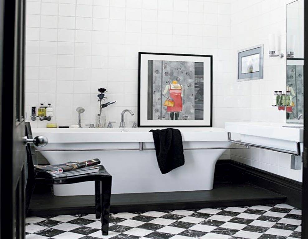 Черно-белые ванные комнаты: фото и особенности дизайна, как выложить плитку