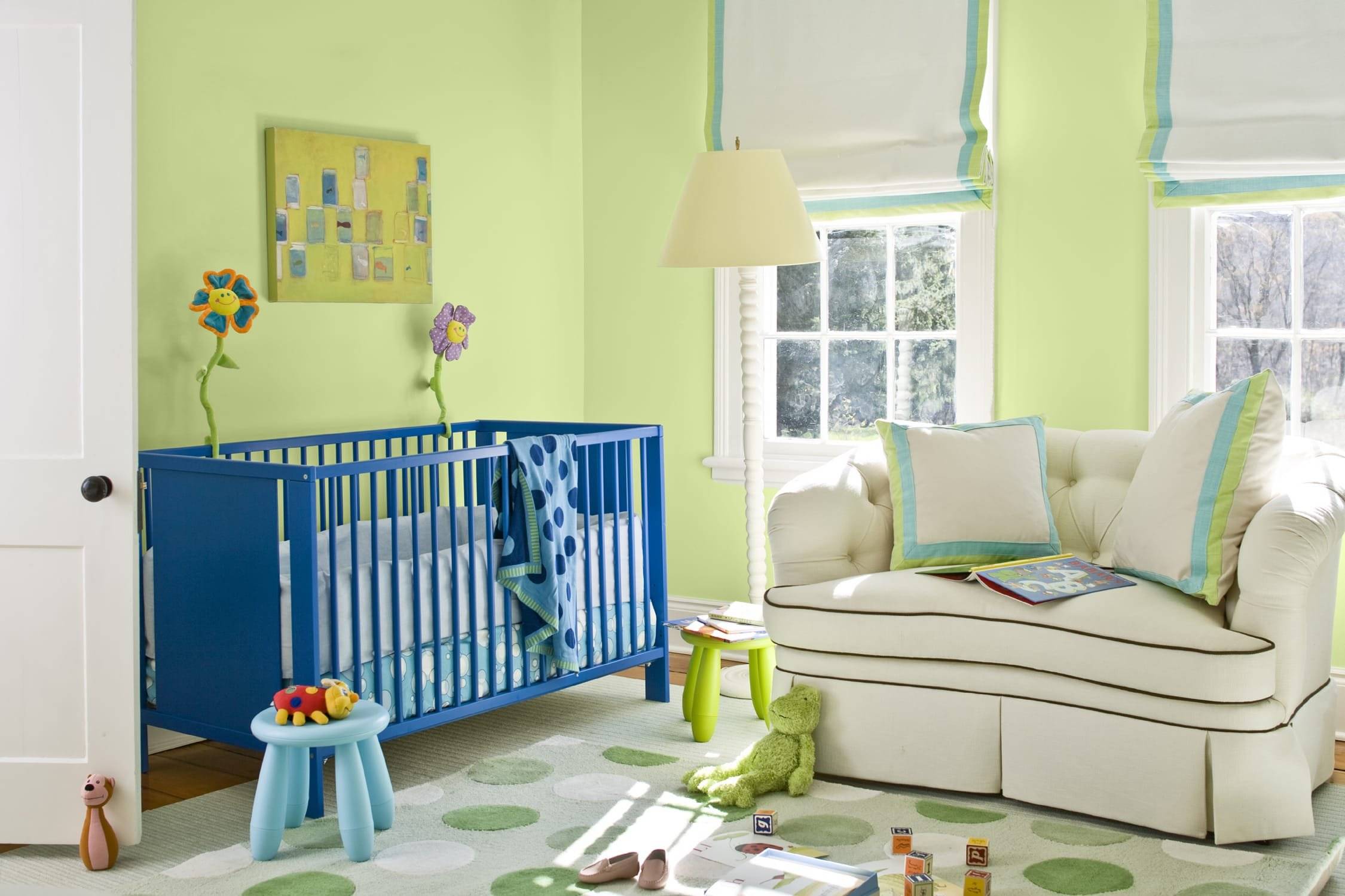 Детская комната в зеленых тонах, то что нужно активным детям – уют в доме