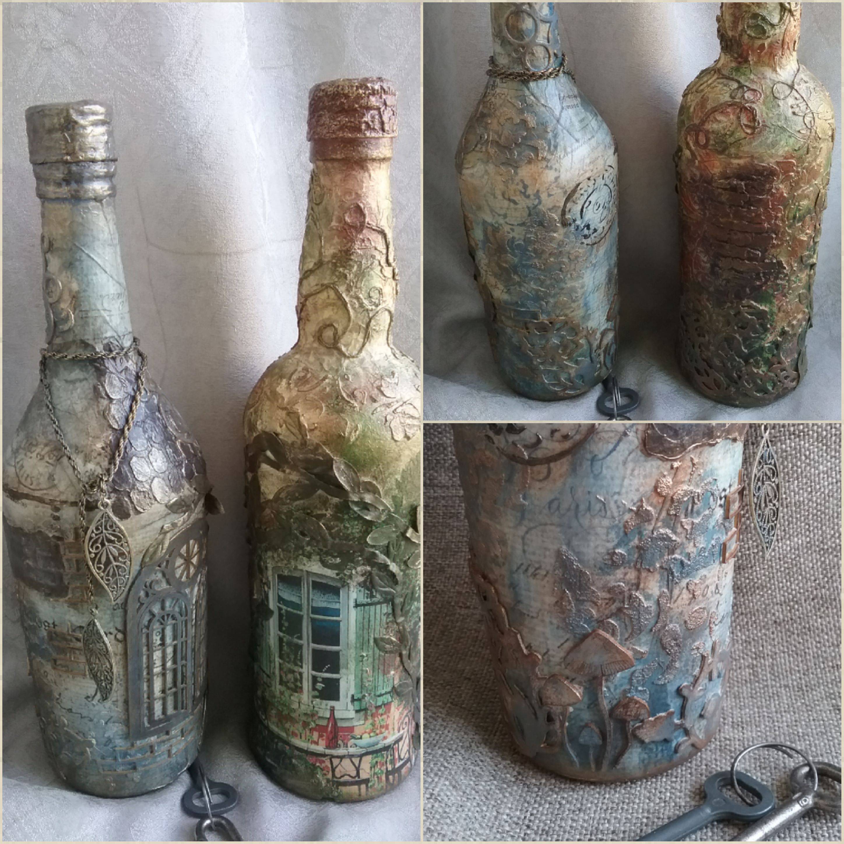 Декор предметов декупаж декупаж бутылочки новые и старые  бутылки стеклянные салфетки