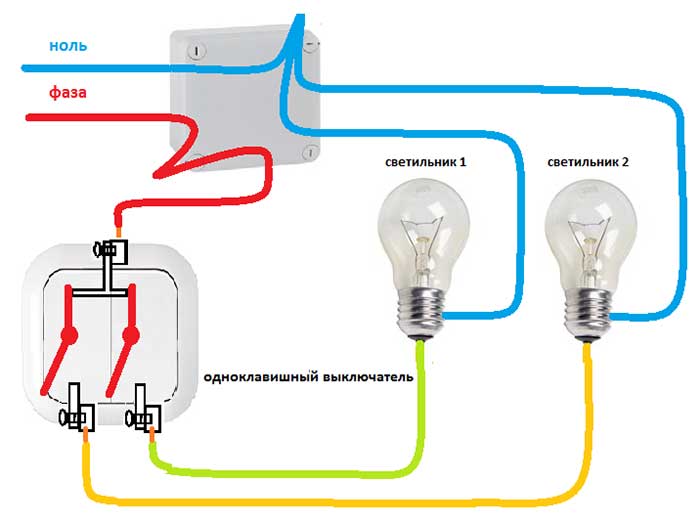 Двухклавишный проходной выключатель: схемы управления освещением из двух и более мест
