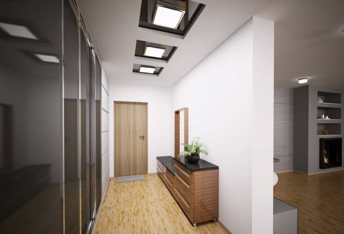 Варианты освещения коридора и прихожей с натяжным потолком