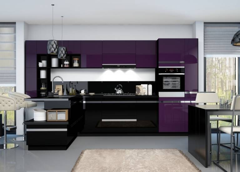 Кухня цвета баклажан: с каким матовым цветом сочетается в интерьере