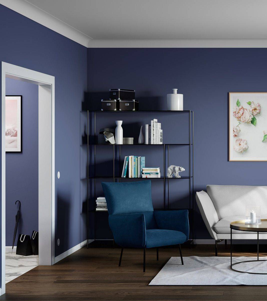Синие обои: сочетания, дизайн, выбор штор, стиля и мебели, 80 фото в интерьере