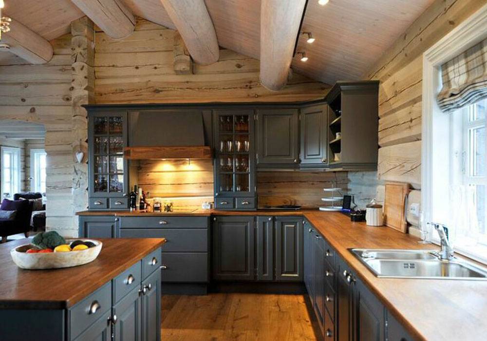 Интерьер кухни гостиной в деревянном доме фото - moy-instrument.ru - обзор инструмента и техники