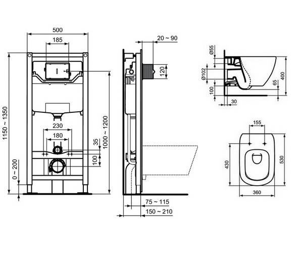 Подвесной унитаз с инсталляцией: оригинальный способ обустройства туалета