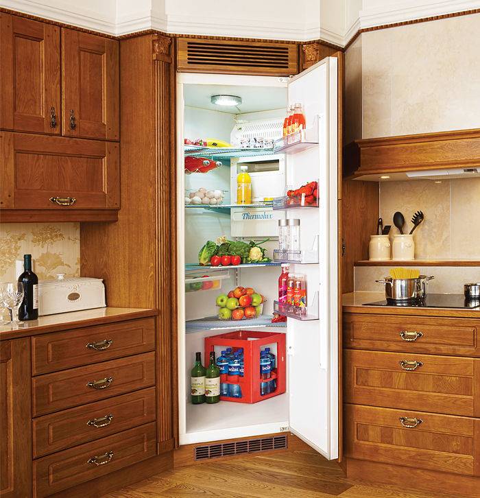 Холодильник на кухне - правила и варианты размещения в интерьере кухни (80 фото)