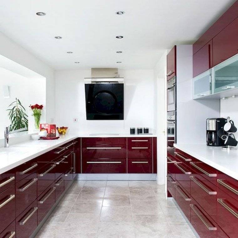 Бордовая кухня: что выполнить в бордовом а что в другом цвете, реальные фото примеры